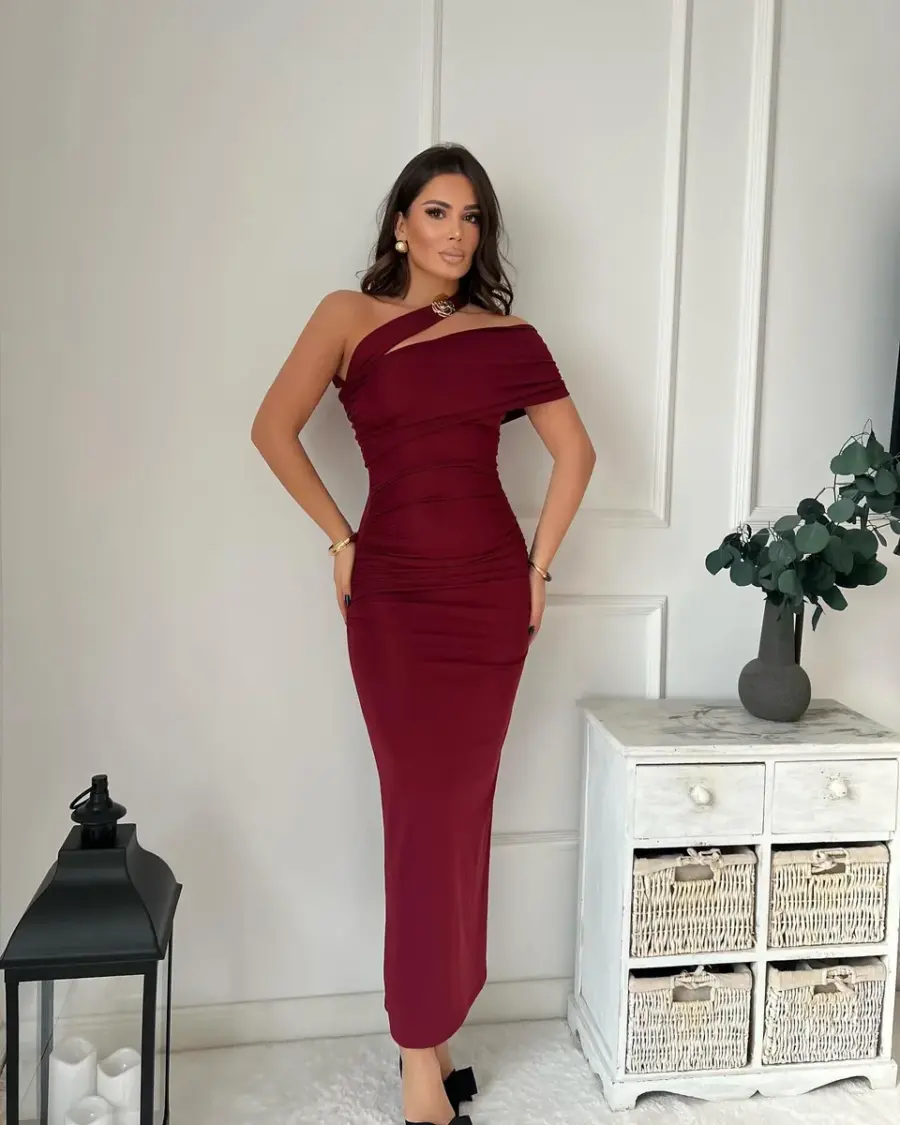 Maxi haljina Nadine - bordo - Slika 2