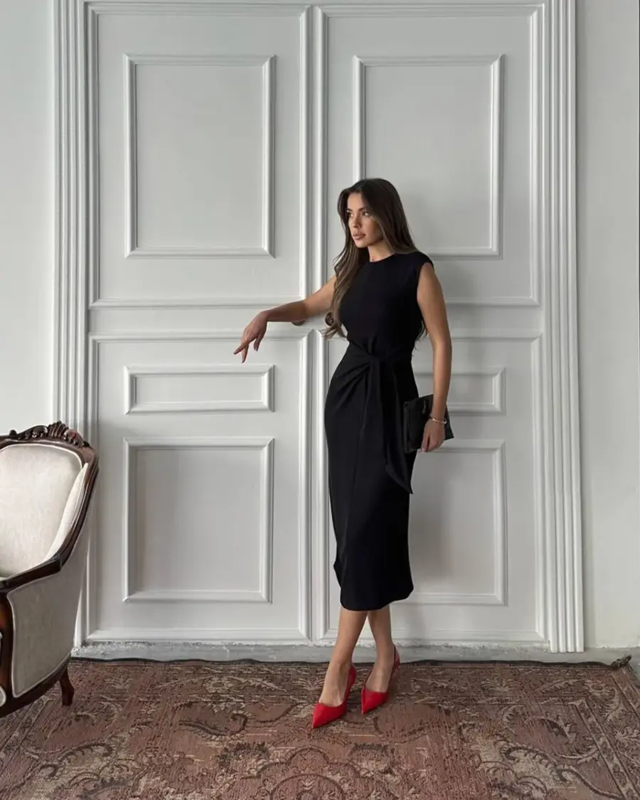 Midi haljina Ines - crna - Slika 3