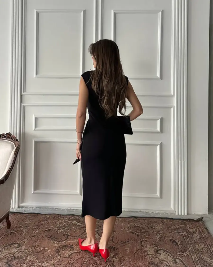 Midi haljina Ines - crna - Slika 4