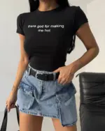 Majica Thank God - crna - Slika 2