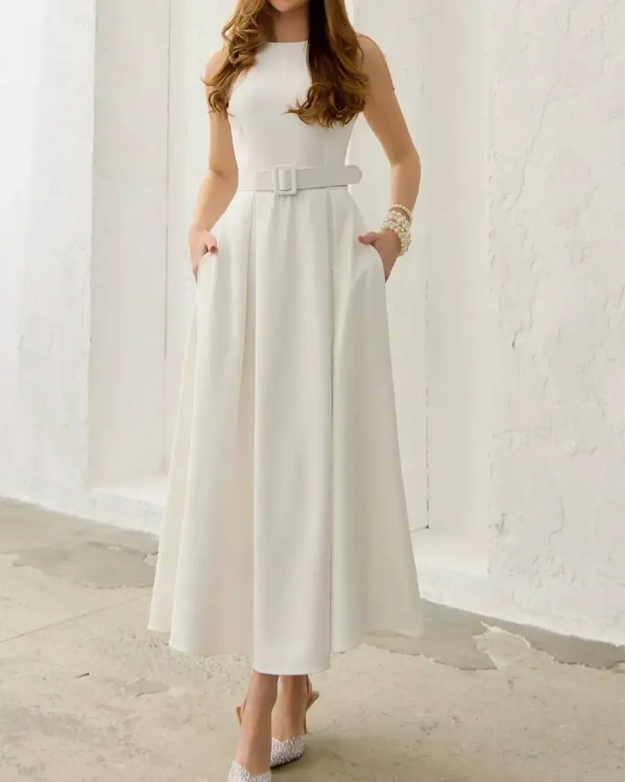 Midi haljina Maddie - bijela - Slika 3