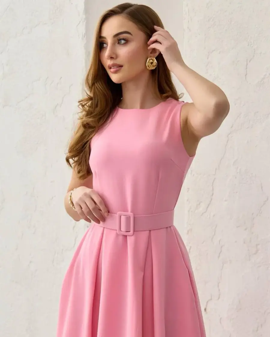 Midi haljina Maddie - roza - Slika 3