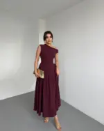 Midi haljina Lohan - bordo - Slika 2