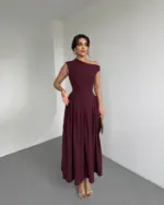 Midi haljina Lohan - bordo - Slika 4