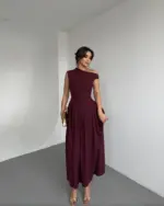 Midi haljina Lohan - bordo - Slika 10