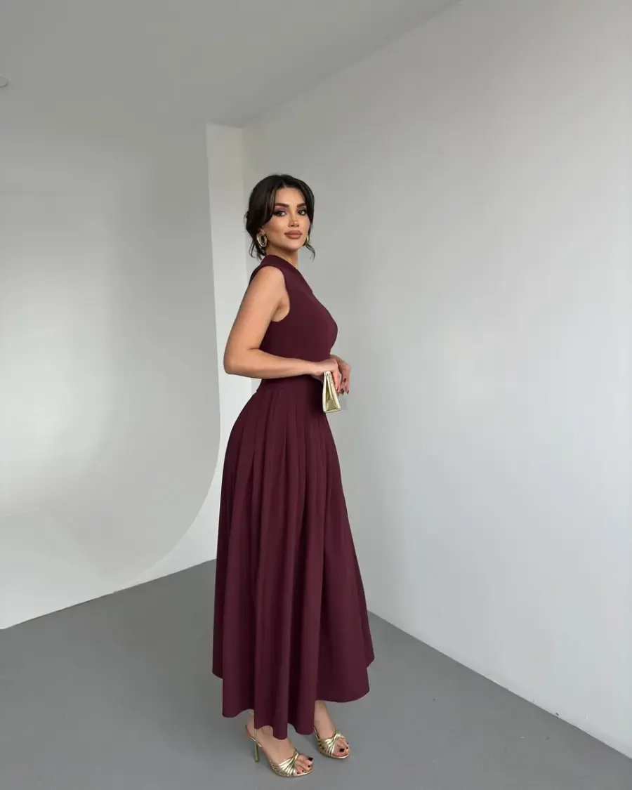 Midi haljina Lohan - bordo - Slika 3