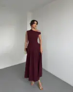 Midi haljina Lohan - bordo - Slika 6