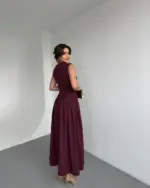 Midi haljina Lohan - bordo - Slika 9