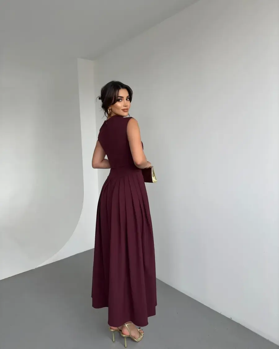 Midi haljina Lohan - bordo - Slika 9