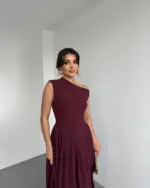 Midi haljina Lohan - bordo - Slika 8