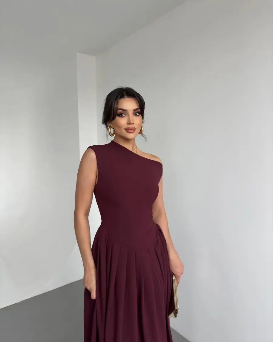 Midi haljina Lohan - bordo - Slika 8