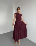 Midi haljina Lohan - bordo - Slika 7