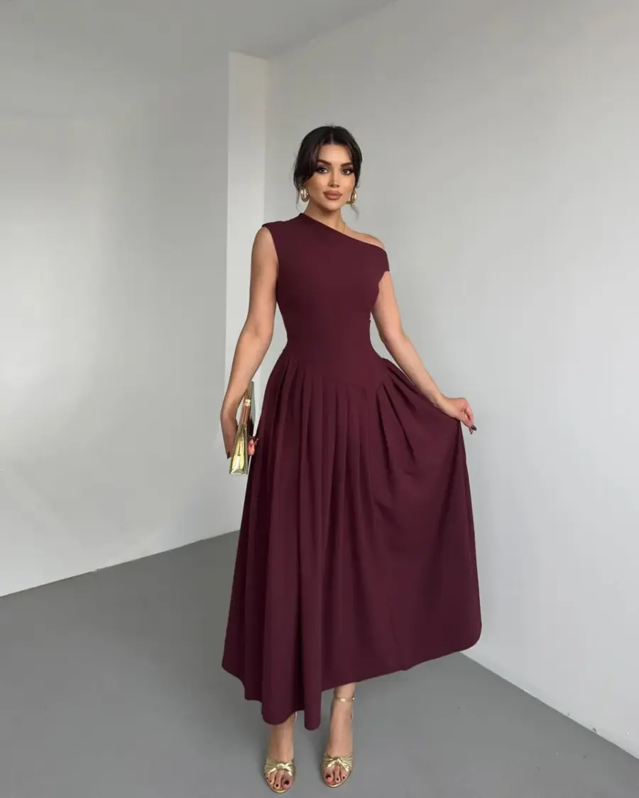 Midi haljina Lohan - bordo - Slika 7