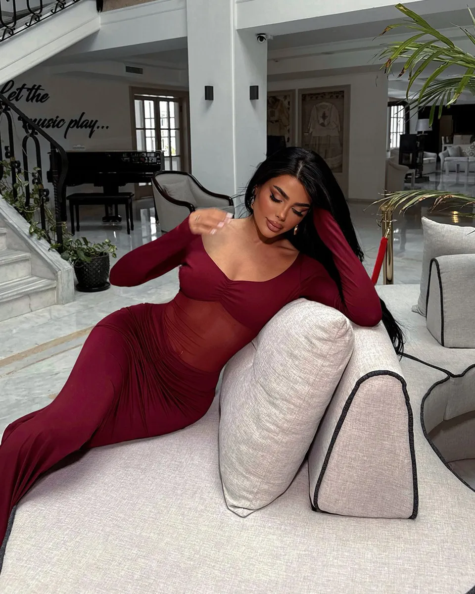 Maxi haljina Paola - bordo - Slika 5