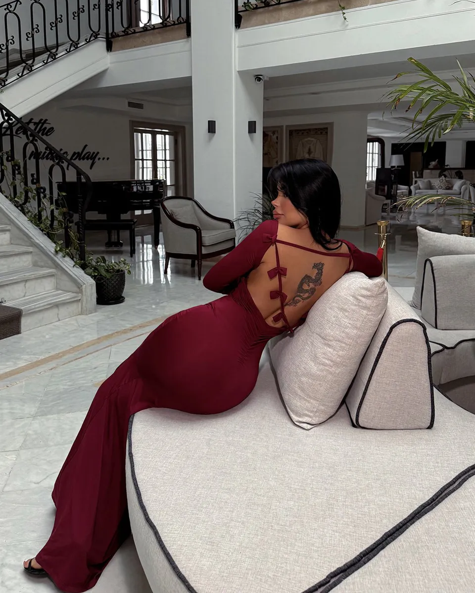 Maxi haljina Paola - bordo - Slika 2