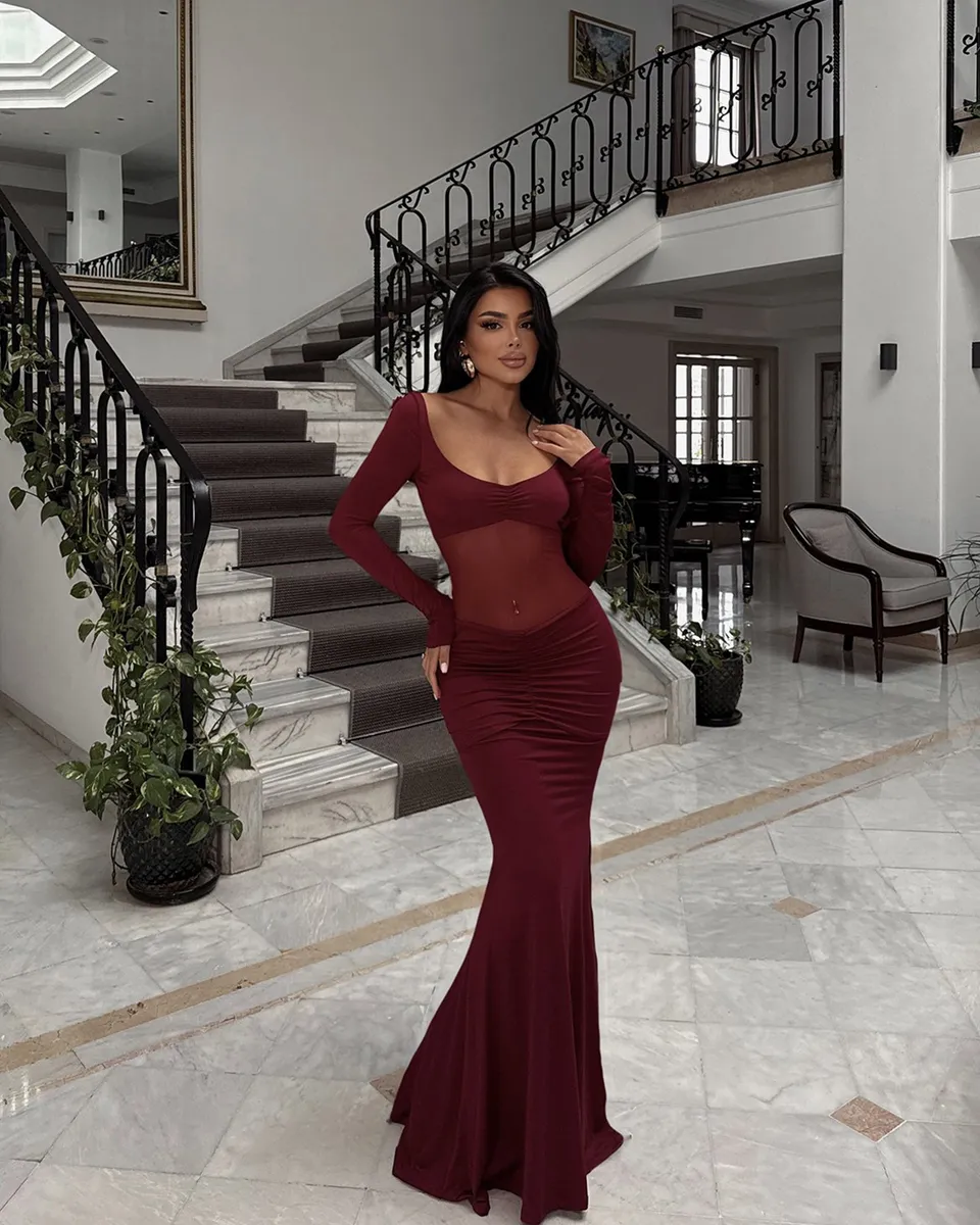 Maxi haljina Paola - bordo - Slika 3