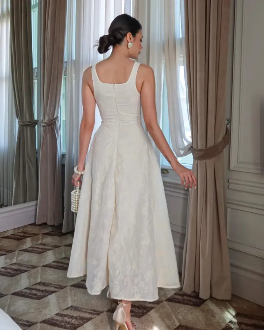 Midi haljina Linda - cream - Slika 4