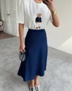 Midi suknja Mindy - tamnoplava - Slika 3