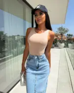 Midi suknja Raila - svijetli teksas - Slika 3