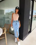 Midi suknja Raila - svijetli teksas - Slika 2