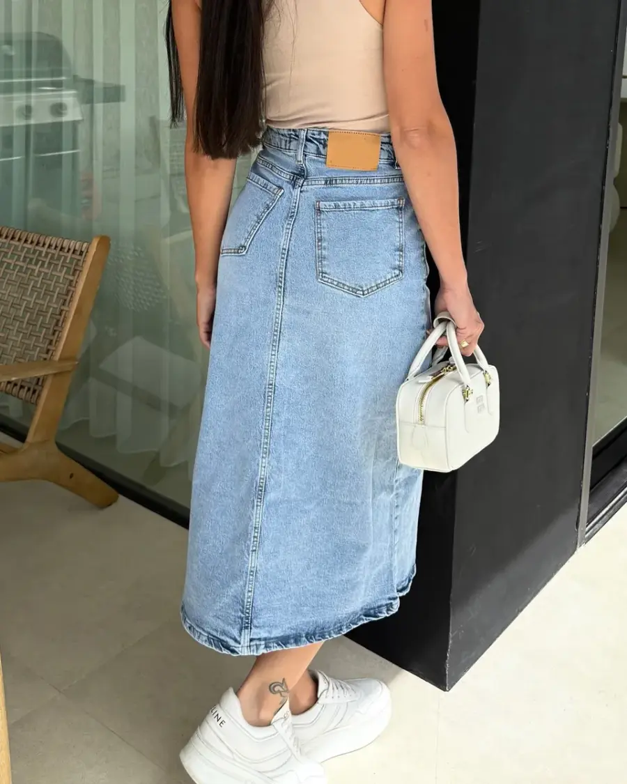 Midi suknja Raila - svijetli teksas - Slika 7