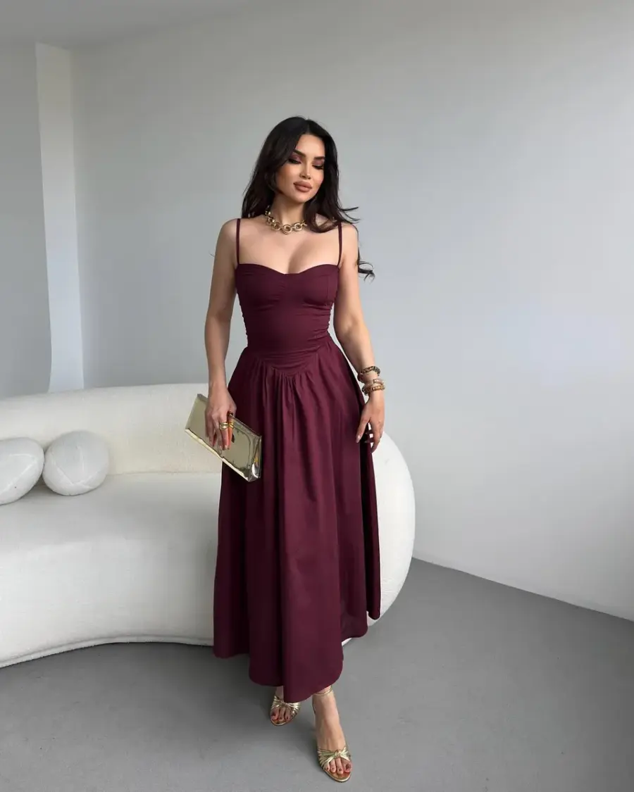 Midi haljina Morris - bordo - Slika 5