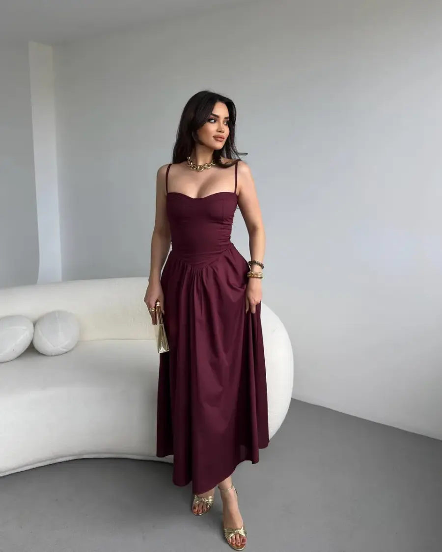 Midi haljina Morris - bordo - Slika 4