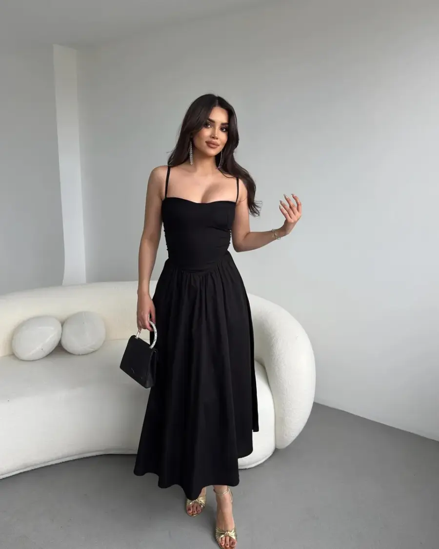 Midi haljina Morris - crna - Slika 4