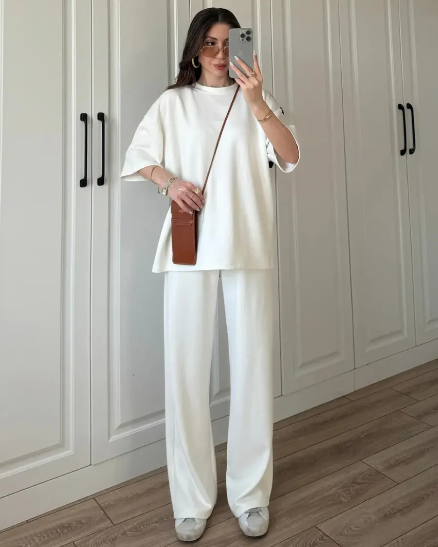 Dvodjelni set Quincy - cream bijeli - Slika 2