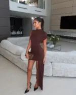 Mini haljina Zinnia - smeđa - Slika 2