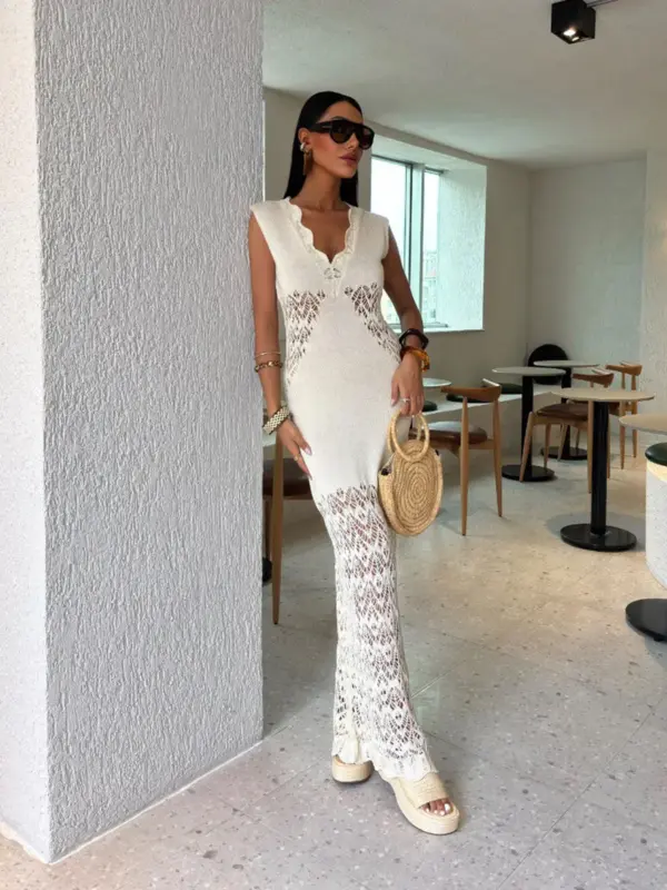 maxi pletena haljina