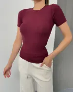 Majica Cora - bordo - Slika 2