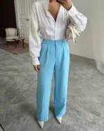 Palazzo hlače Marnie - plave - Slika 2