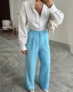 Palazzo hlače Marnie - plave - Slika 4