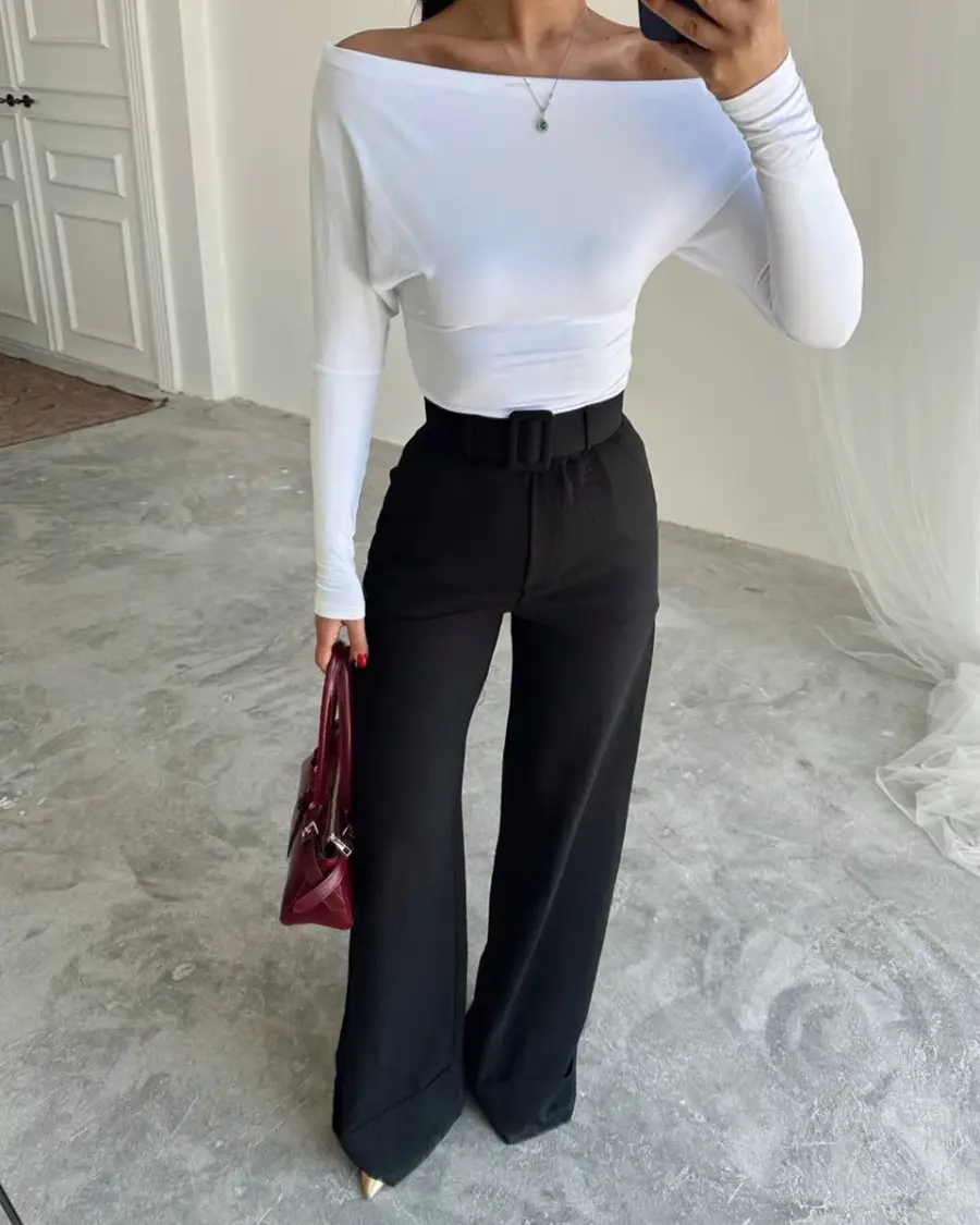 Lanene hlače Nate - crne - Slika 3