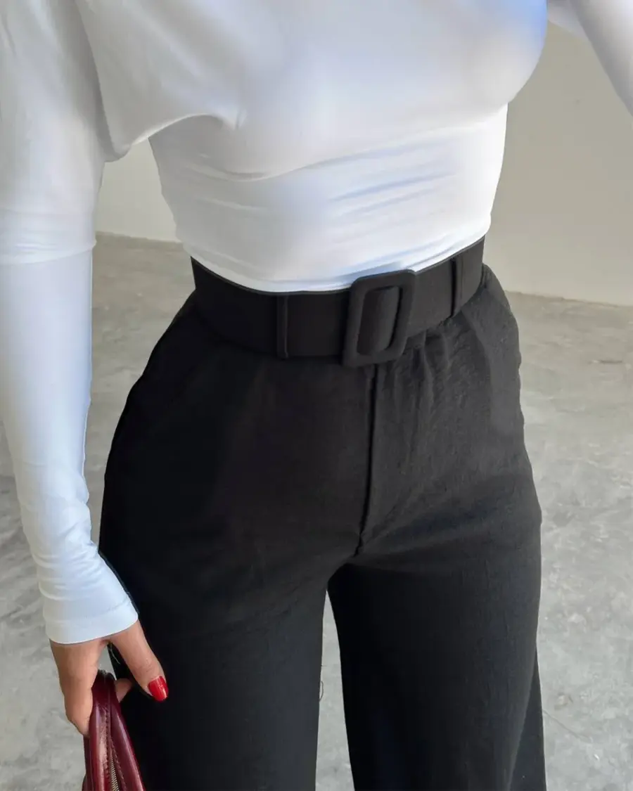 Lanene hlače Nate - crne - Slika 4