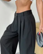 Palazzo hlače Finn - crne - Slika 4