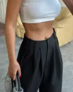 Palazzo hlače Finn - crne - Slika 3