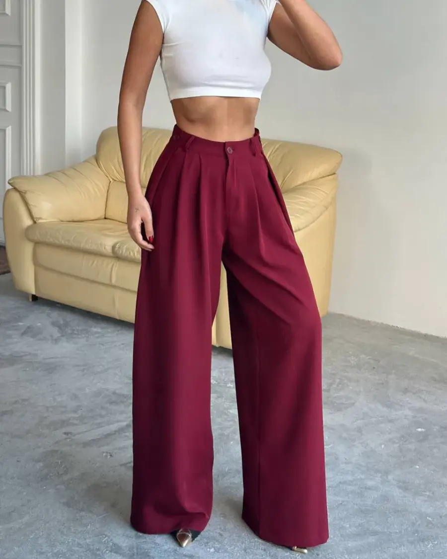 A80XmczkcgA2iGbsosxy_ Palazzo hlače Finn - bordo - Slika 1