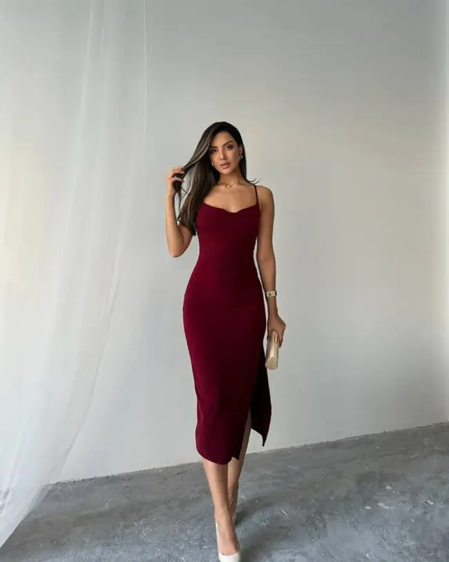 Midi haljina Valeria - bordo