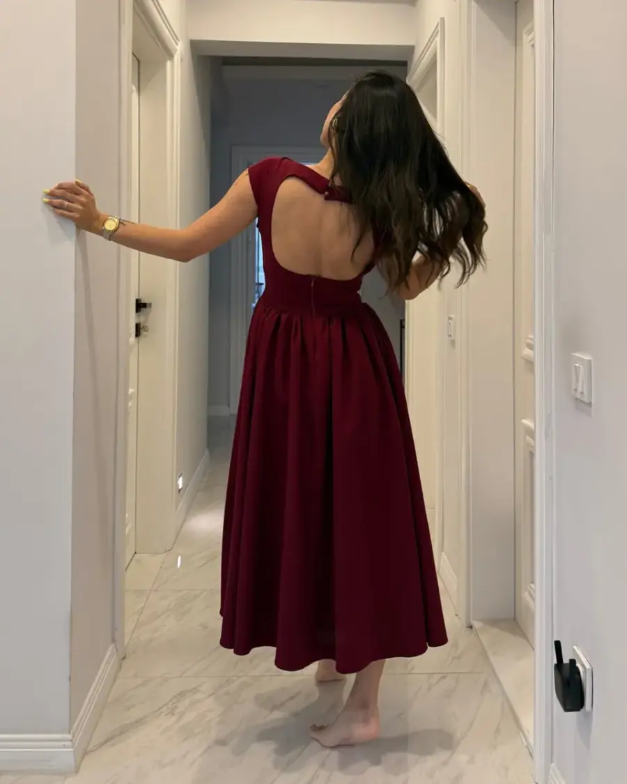 Midi haljina Harris - bordo - Slika 4