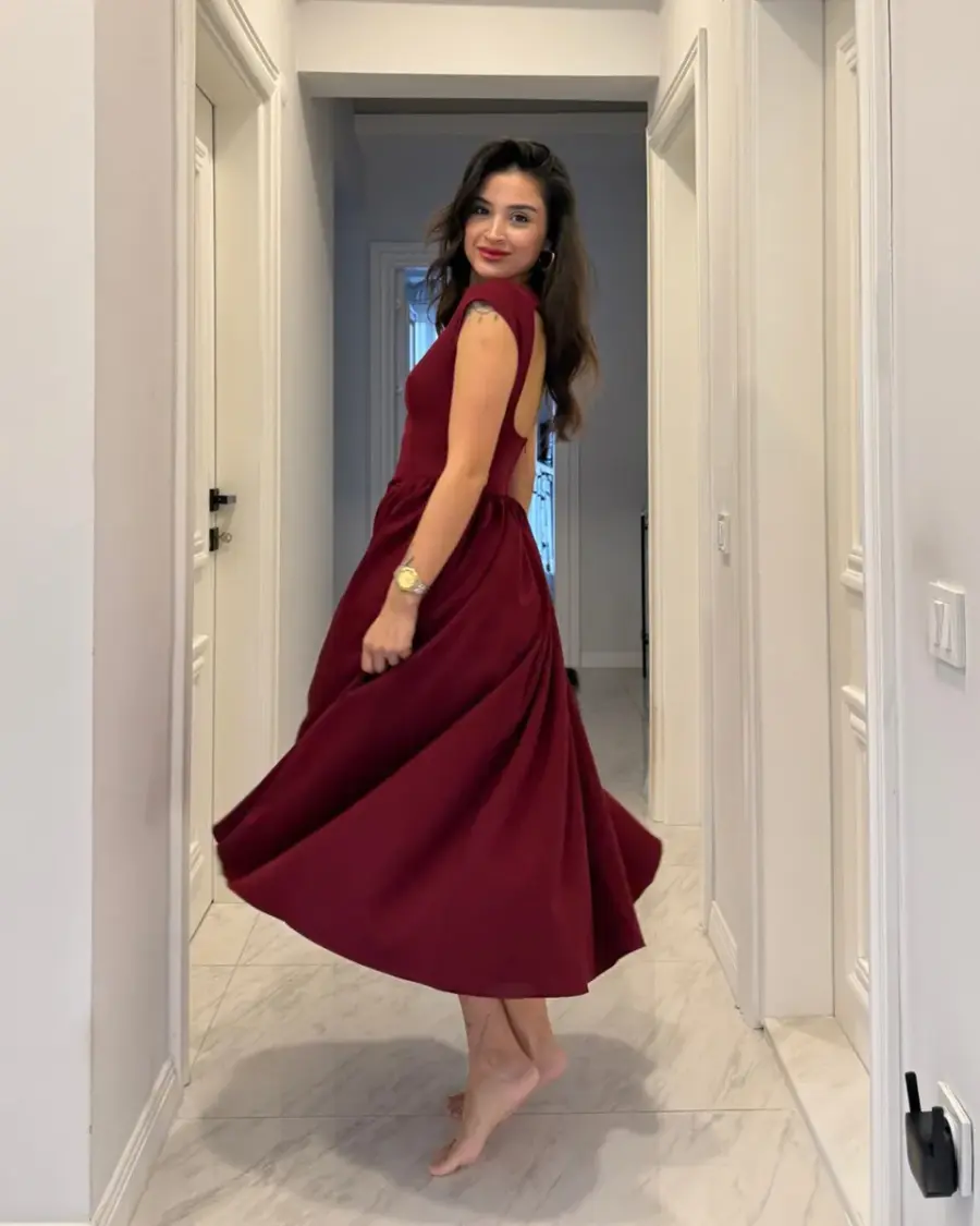 Midi haljina Harris - bordo - Slika 3