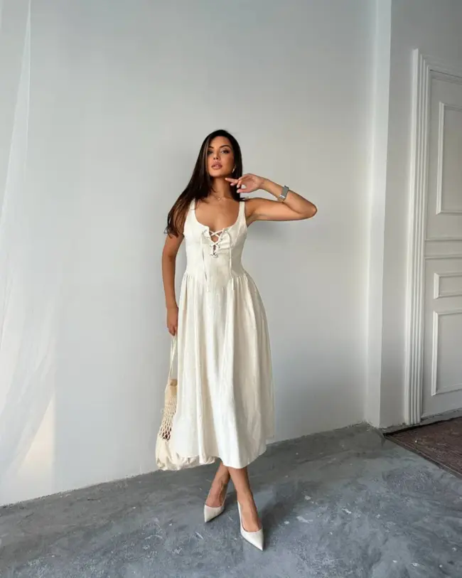 Midi haljina Lotus - cream