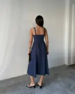 Midi haljina Lotus - tamnoplava - Slika 3