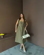 Midi haljina Lotus - maslinasta - Slika 2