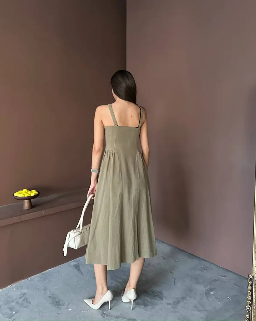 Midi haljina Lotus - maslinasta - Slika 4