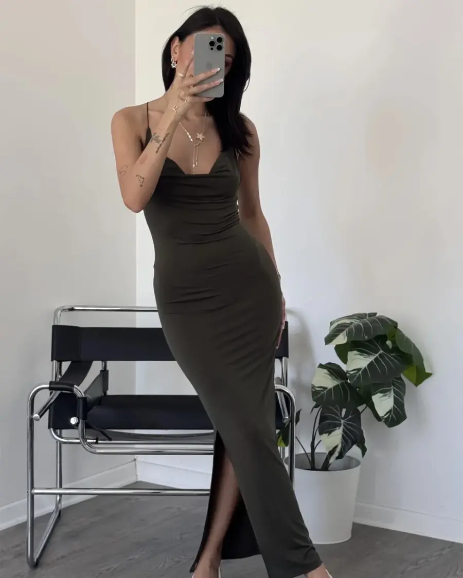 Midi haljina Debbie - maslinasta - Slika 5