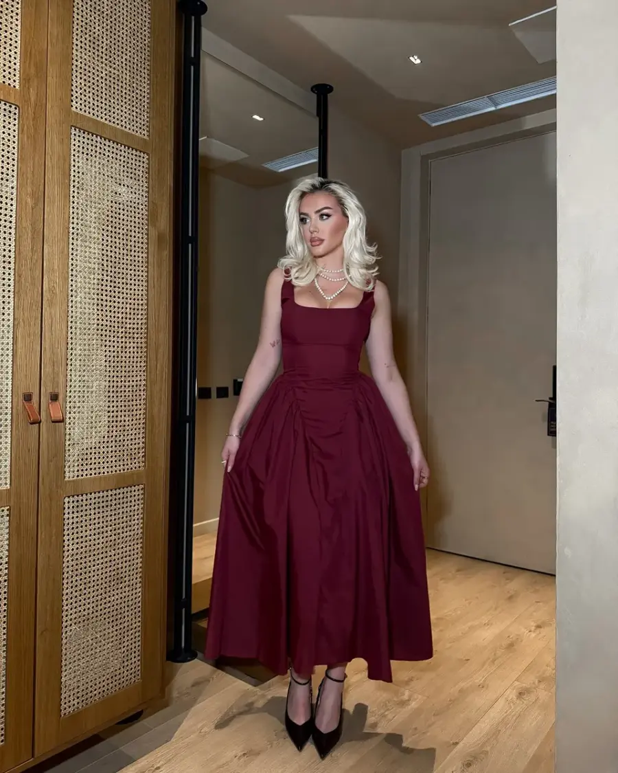 Midi haljina Brigitte - bordo - Slika 4