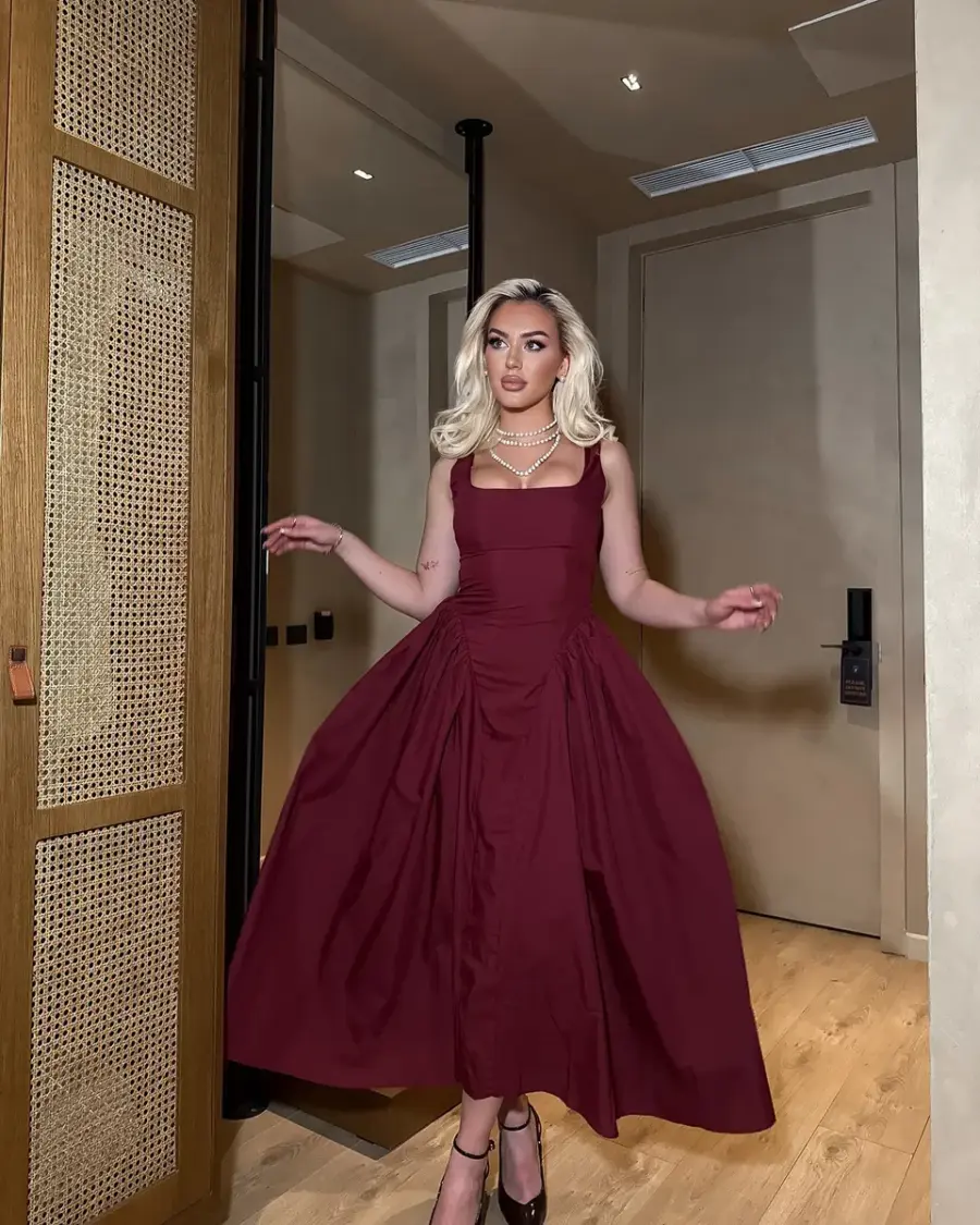 Midi haljina Brigitte - bordo - Slika 2