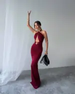 Maxi haljina Henras - bordo - Slika 4